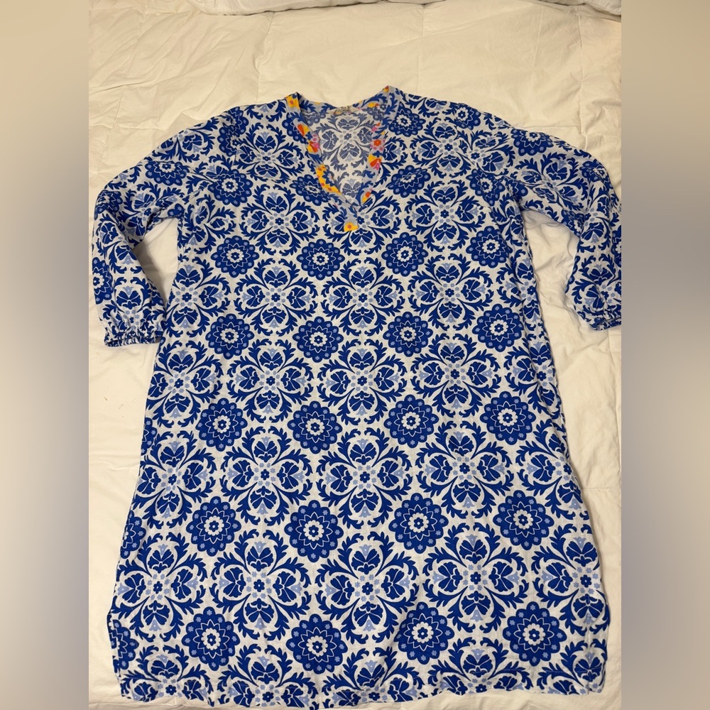 Boden Blue and White Floral Midi Dress